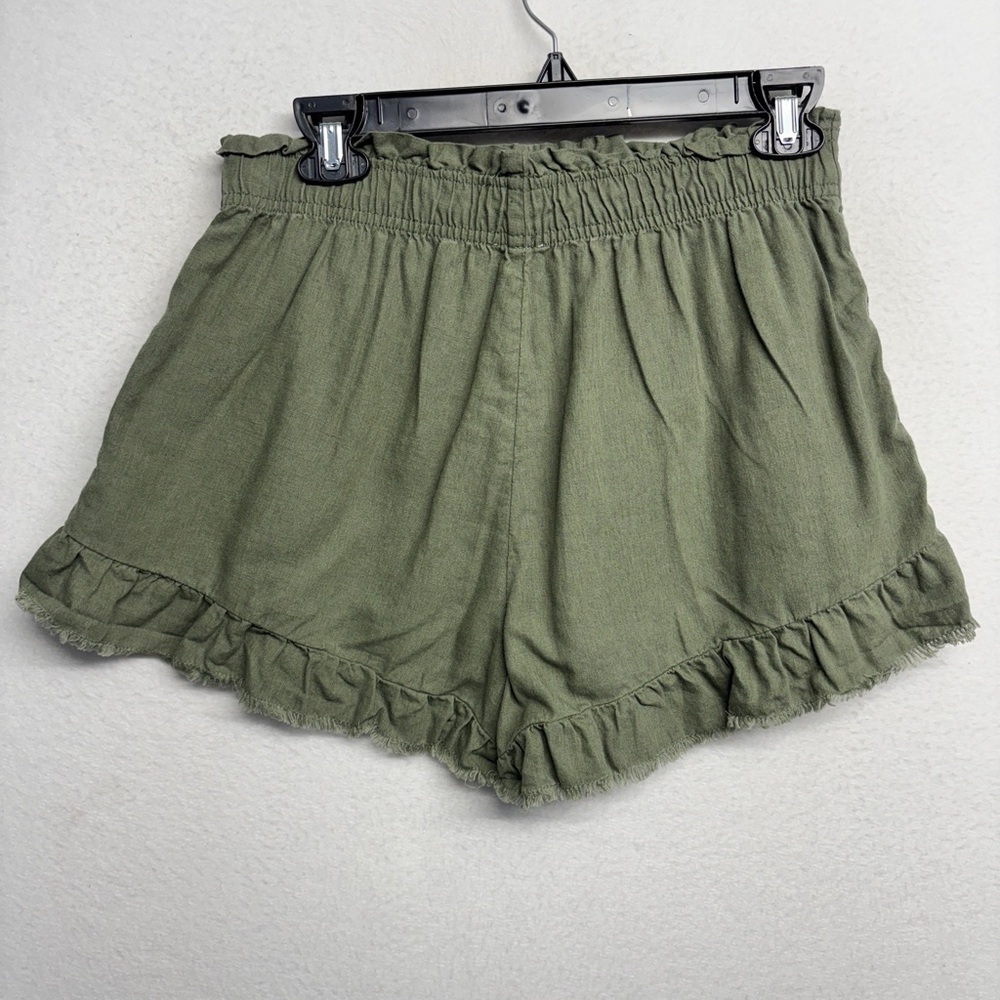 Aerie High Waist Green Ruffle Shorts